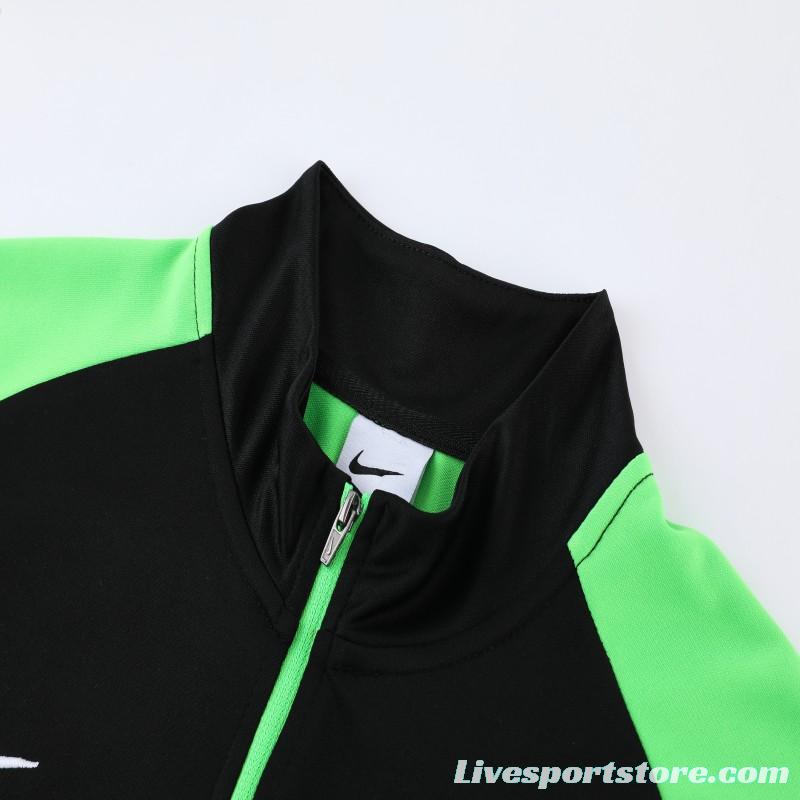 2023 NIKE Black Green Half Zipper Jacket +Pants