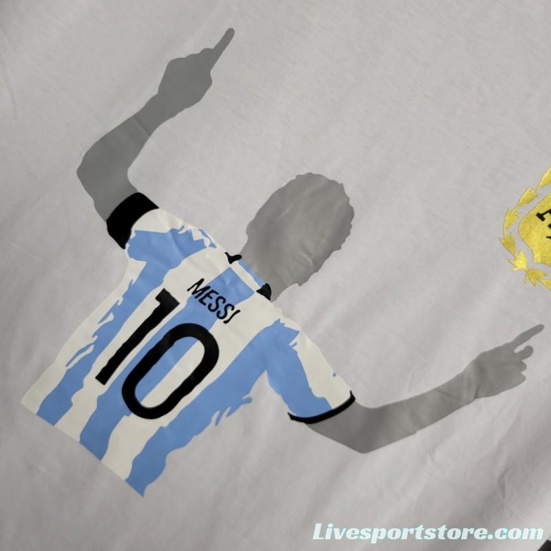 2023 Argentina White Casual T-Shirts