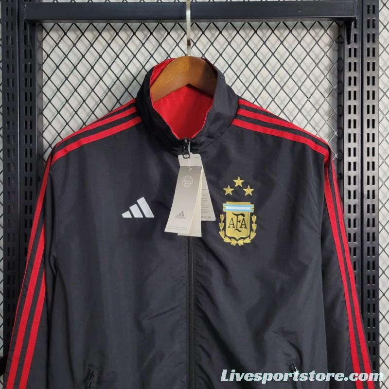 2023 Reversible 3-star Argentina Red/Black Windbreaker