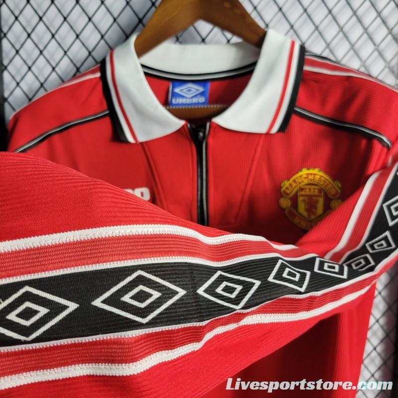 Retro Long Sleeve 98/99 Manchester United Home Jersey