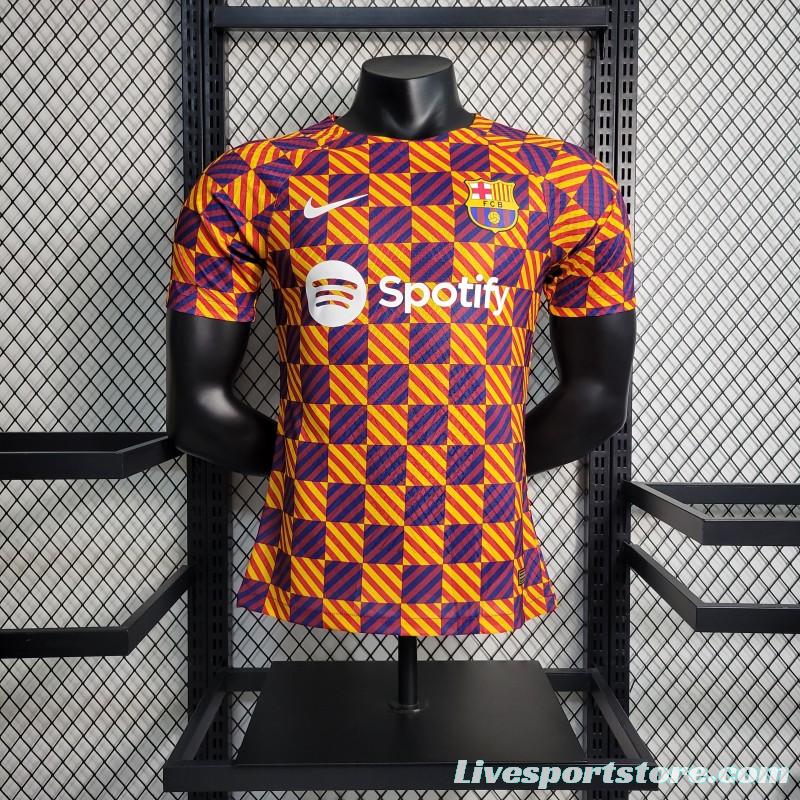 Player Version 23-24 Barcelona Training Orange Jersey