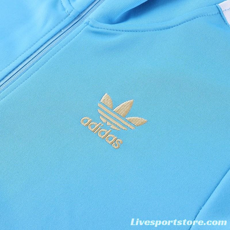 2023 Adidas Original Sky Blue Full Zipper Jacket +Pants