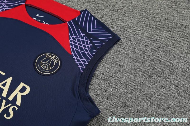 23-24 PSG Navy Vest Jersey+Shorts