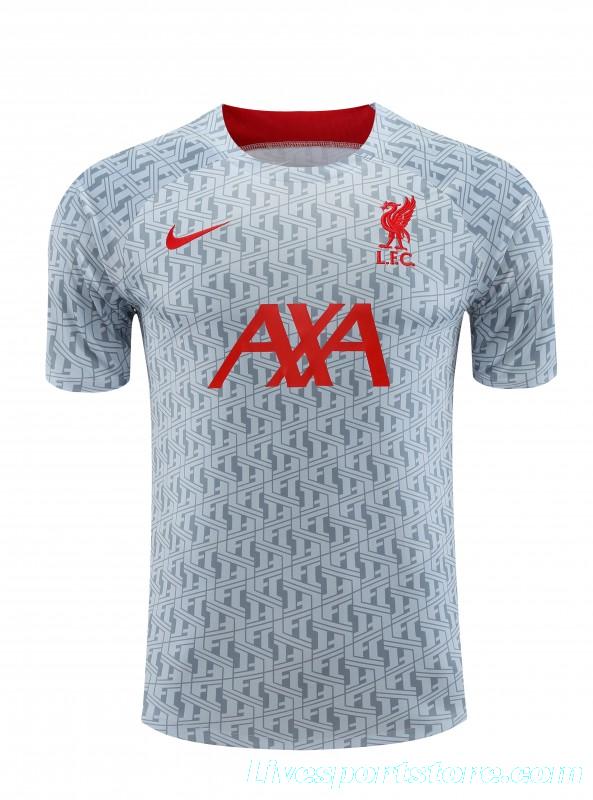 23-24 Liverpool White/Grey Grid Short Sleeve+Shorts