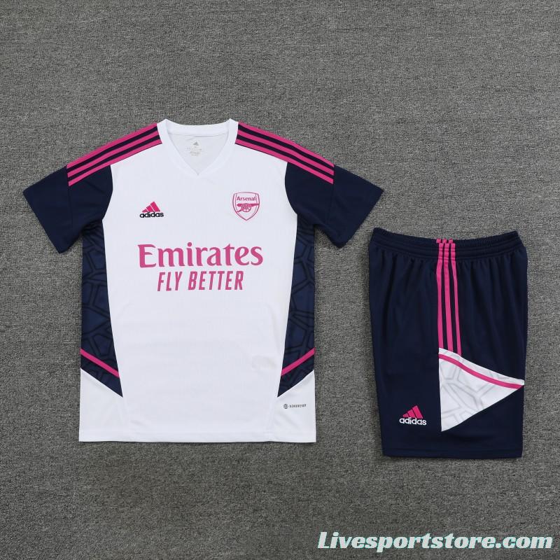 23-24 Arsenal White/Navy Short Sleeve+Shorts