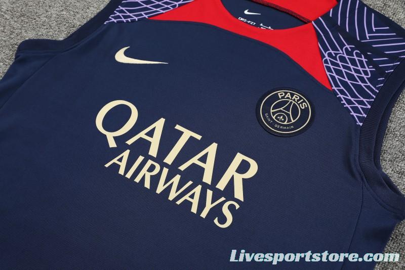 23-24 PSG Navy Vest Jersey+Shorts