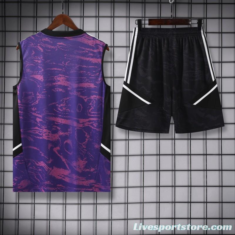 23-24 Juventus Purple Vest Jersey+Shorts