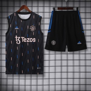 23-24 Manchester United Black Vest Jersey+Shorts