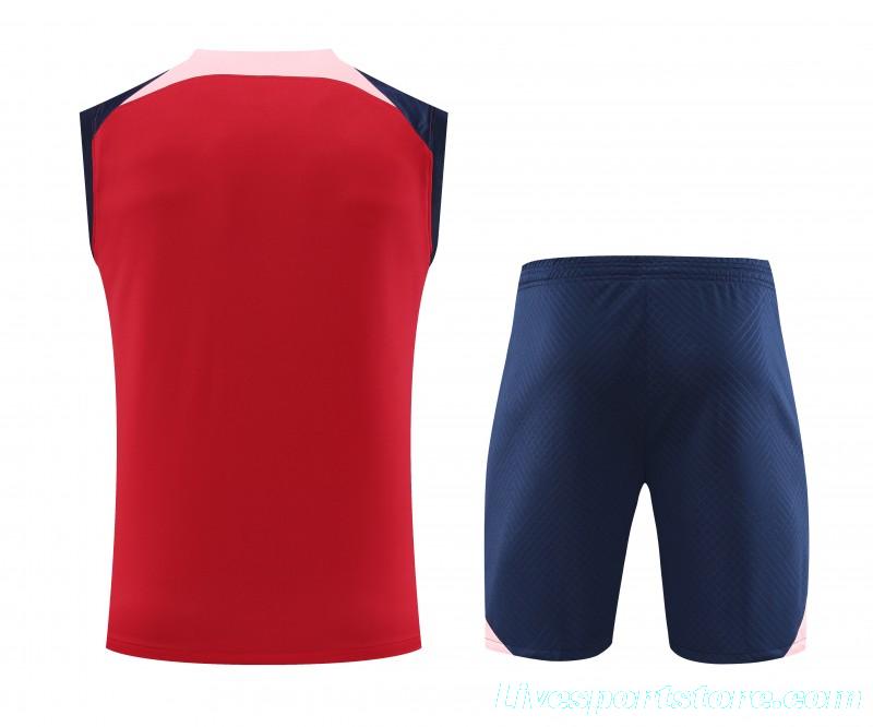 23-24 Atletico Madrid Red Black Vest Jersey+Shorts