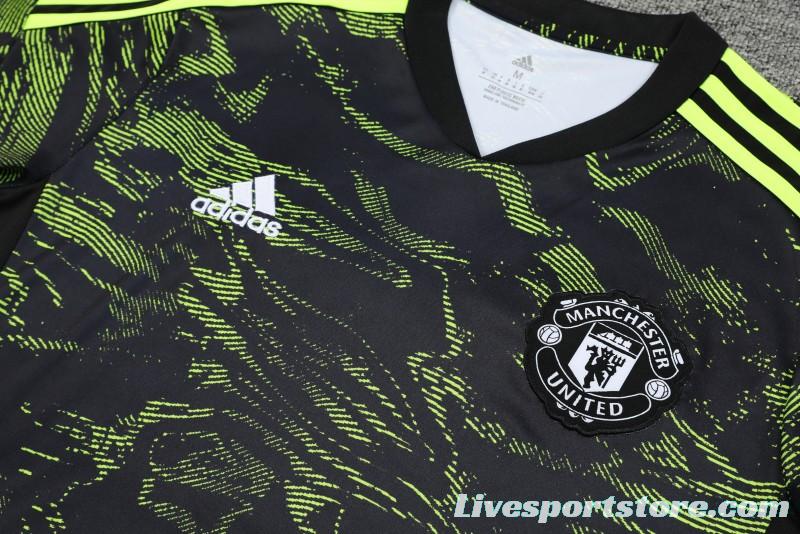 23-24 Manchester United Black Green Short Sleeve+Shorts