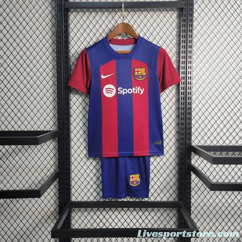 23-24 KIDS Barcelona Home Jersey Size 16-28