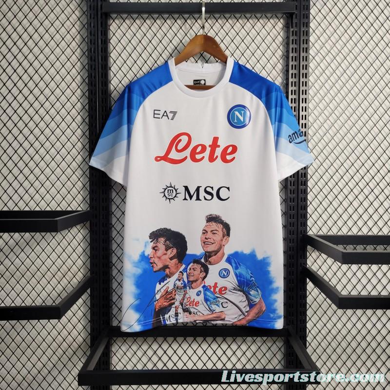 23-24 SSC Napoli Face Game Lozano White Jersey