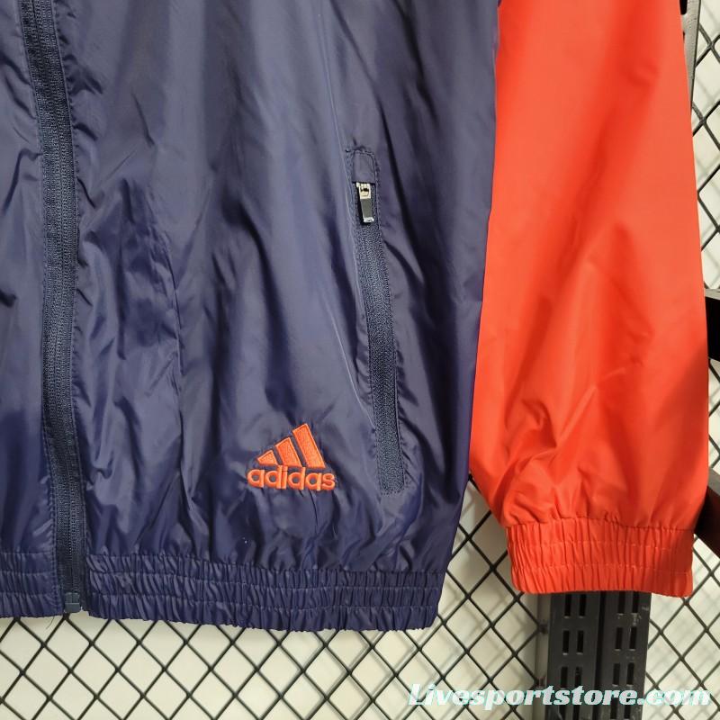 2023 Adidas Navy White Orange Windbreaker