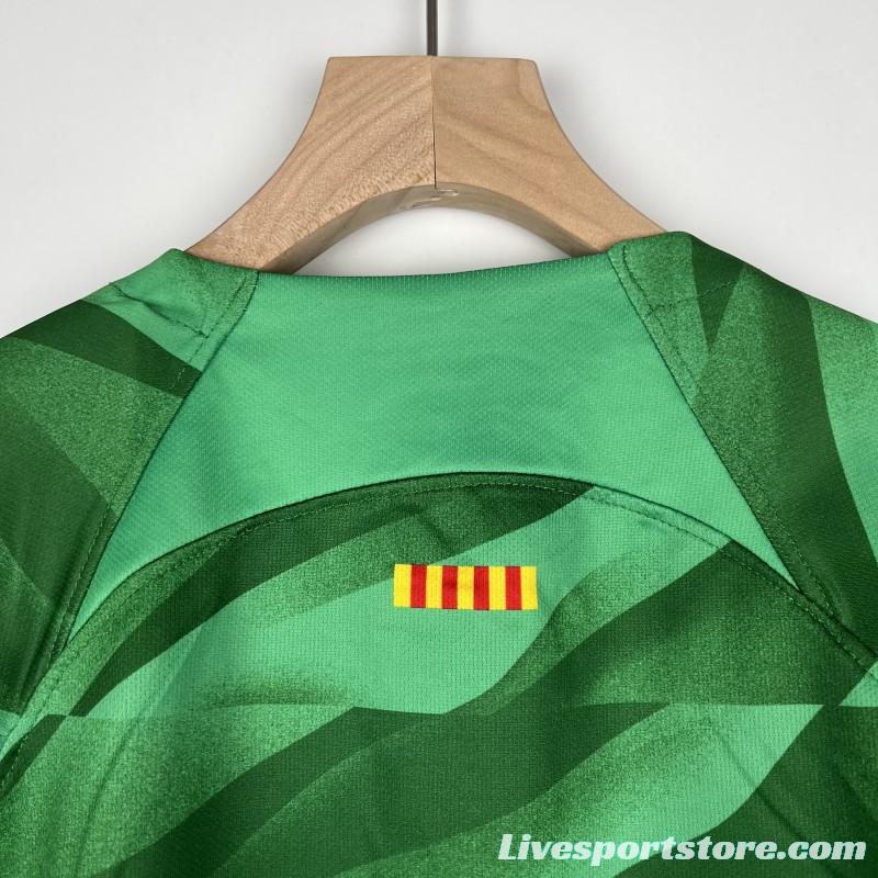 23/24 Kids Barcelona Goalkeeper Green Jersey Size 16-28