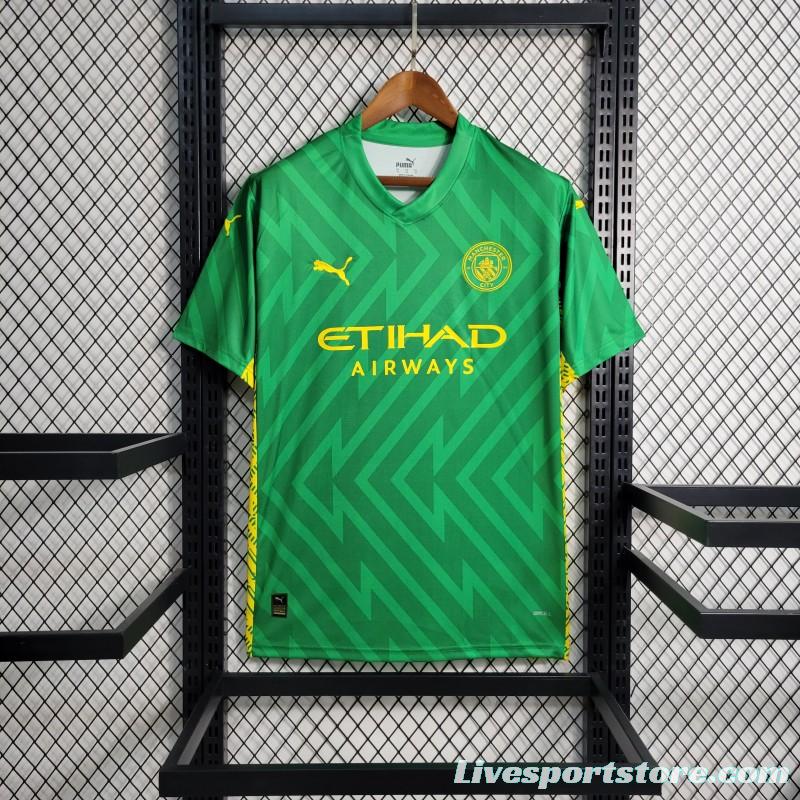 23-24 Manchester City Green Goalkeeper  Jersey