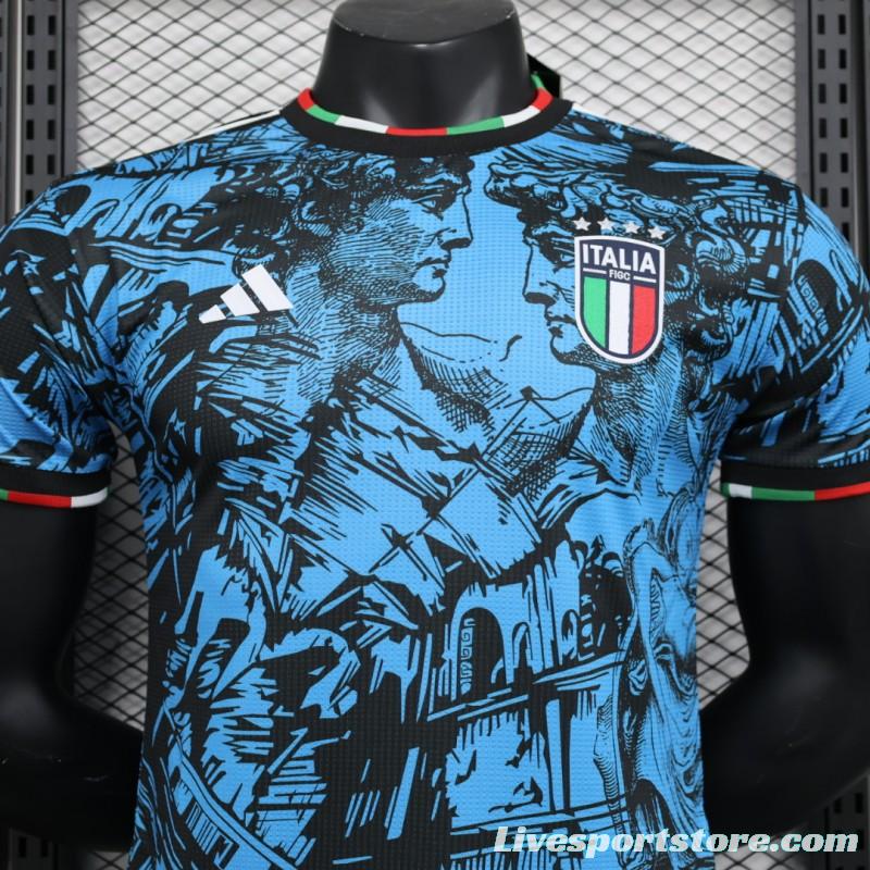 Player Version 2023 Italy Special Blue Black Jersey