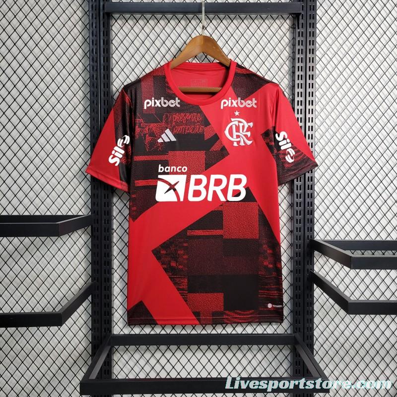 23/24 Flamengo Pre-Match Red Jersey+ All Sponsors