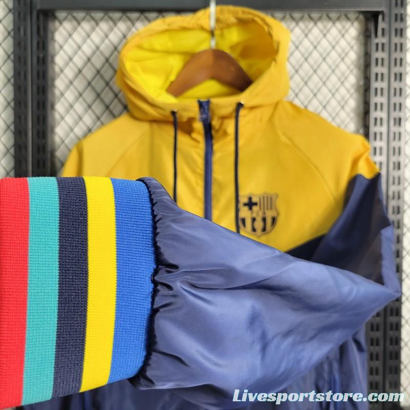 23-24 Barcelona Royal Blue Yellow Windbreaker