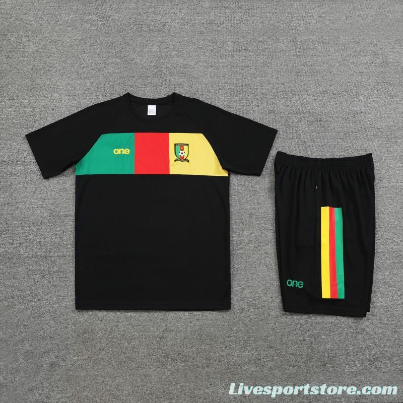 2023 Cameroon Black Short Sleeve+Shorts