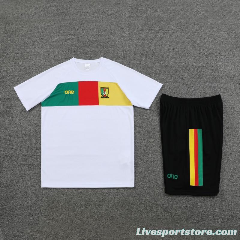 2023 Cameroon White Short Sleeve+Shorts