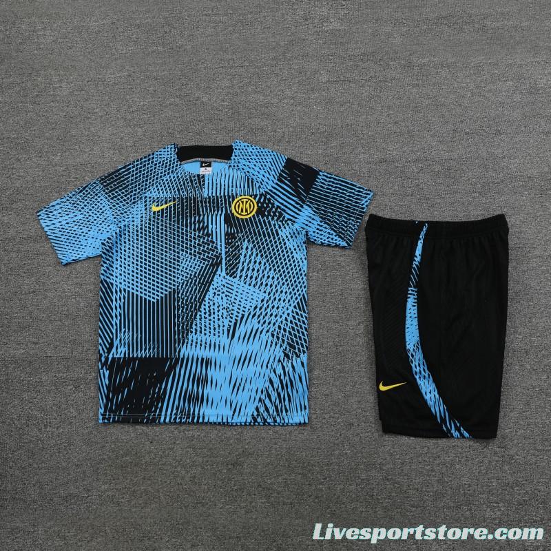 23 24 Inter Milan Black Blue Short Sleeve+Shorts