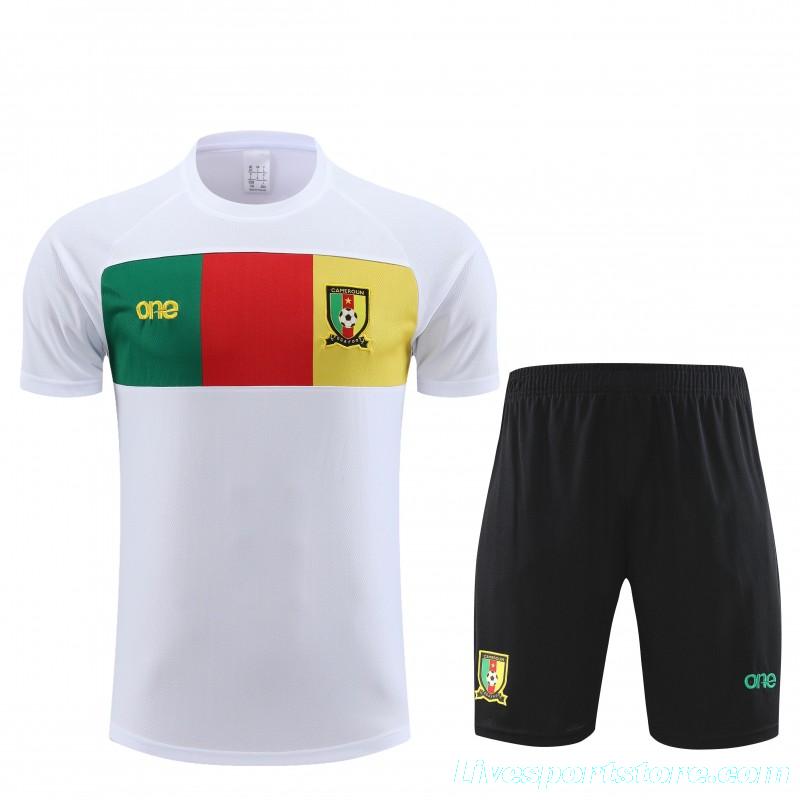 2023 Cameroon White Short Sleeve+Shorts