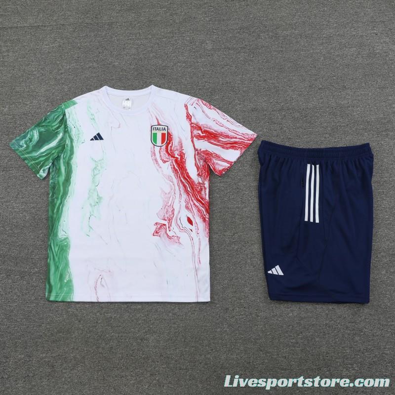 2023 Italy FIGC White Short Sleeve+Shorts