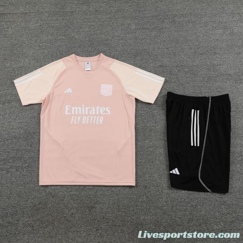 23 24 Olympique Lyonnais Lyon Pink Short Sleeve+Shorts