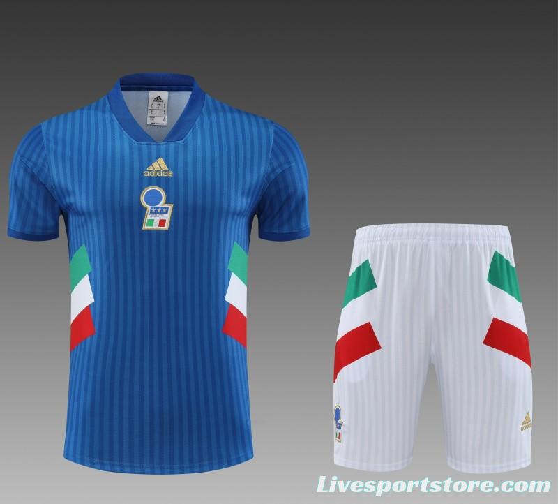 2023 Italy Blue Remake Icon Short Sleeve+Shorts