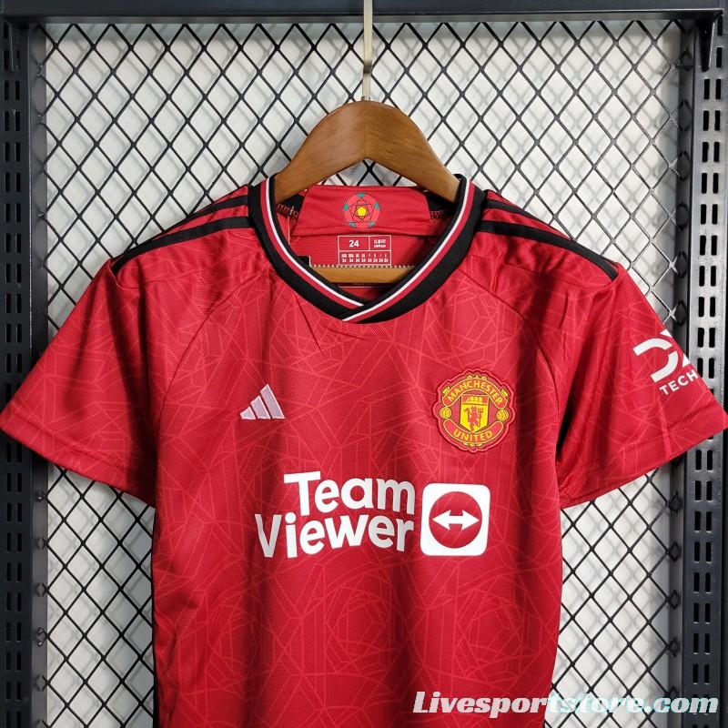 23-24 Kids Manchester United Home Jersey