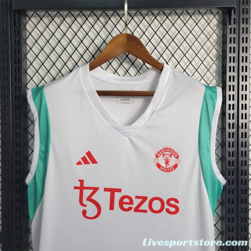 23-24 Manchester United White Training Vest Jersey