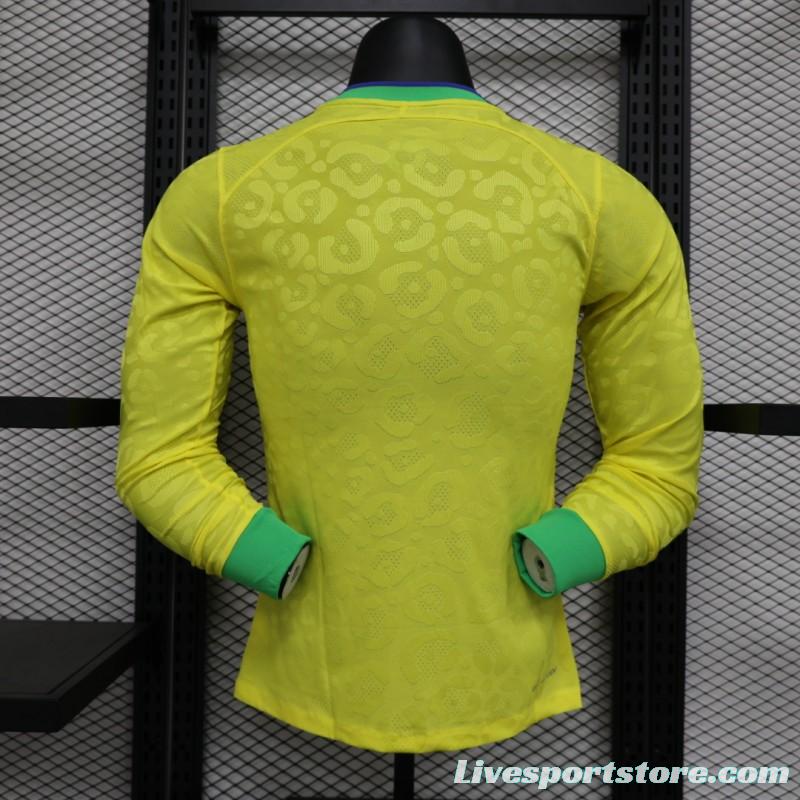 Player Version 2022 Brazil Home Long Sleeve Jersey