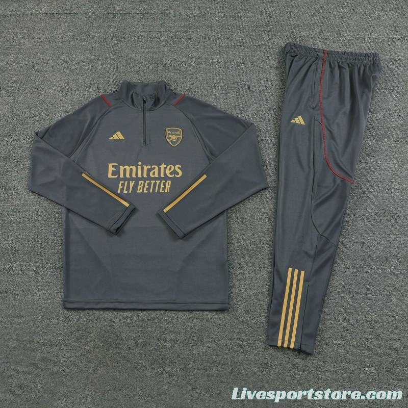 23/24 Arsenal Grey Half Zipper Jacket+Pants