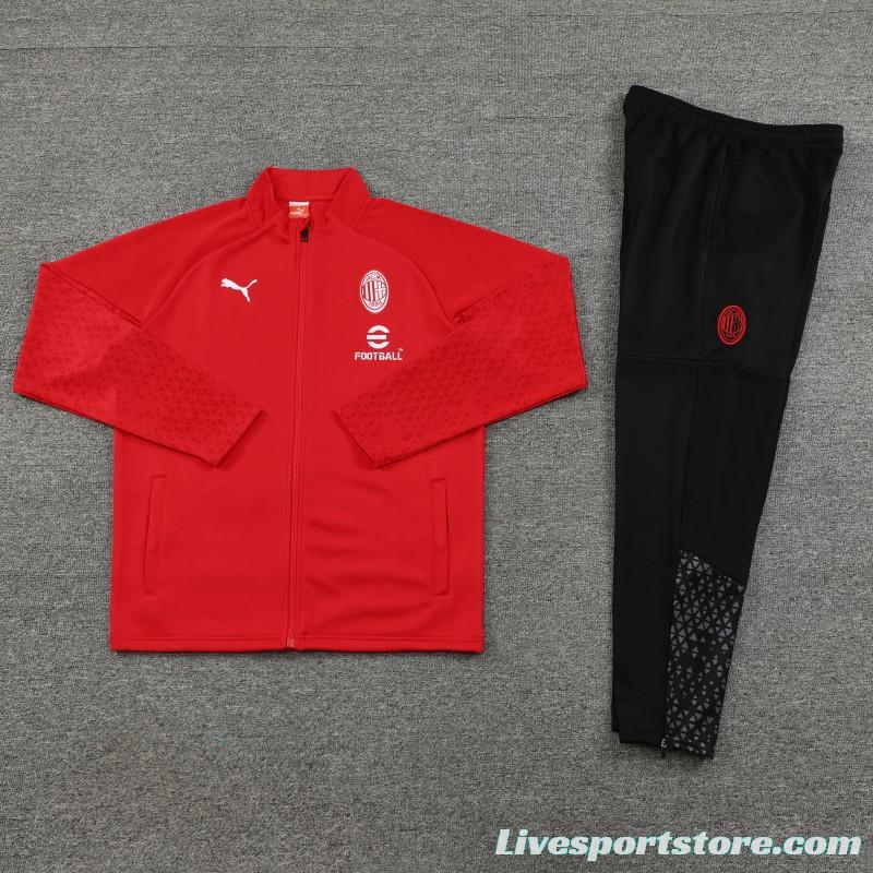 23/24 AC Milan Red Half Zipper Jacket +Pants