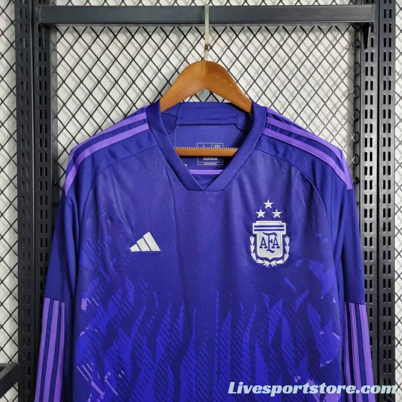 3 Stars 2022 Argentina Away Long Sleeve Jersey