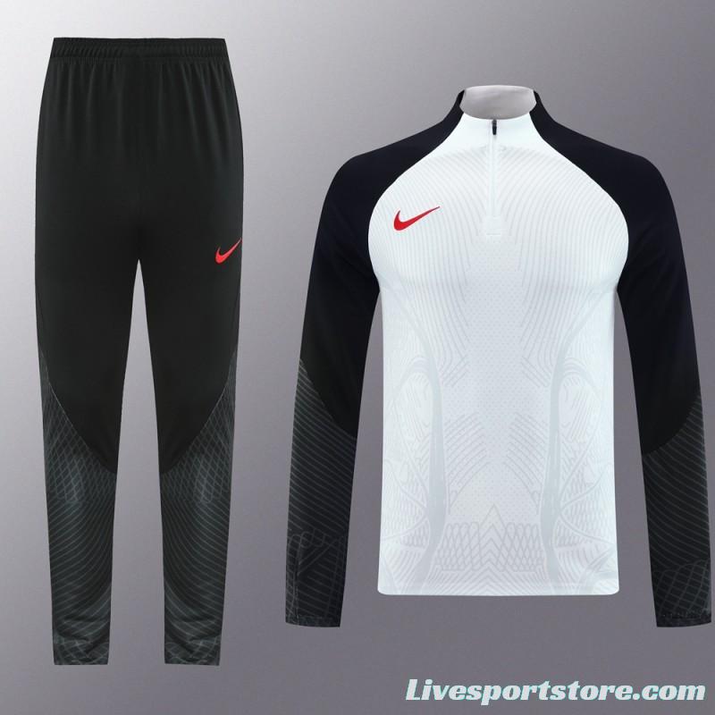 2024 Nike White/Black Half Zipper Jacket+Pants