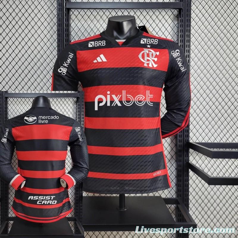 Player Version 24/25 Flamengo Home Long Sleeve Jersey+ All Sponsored