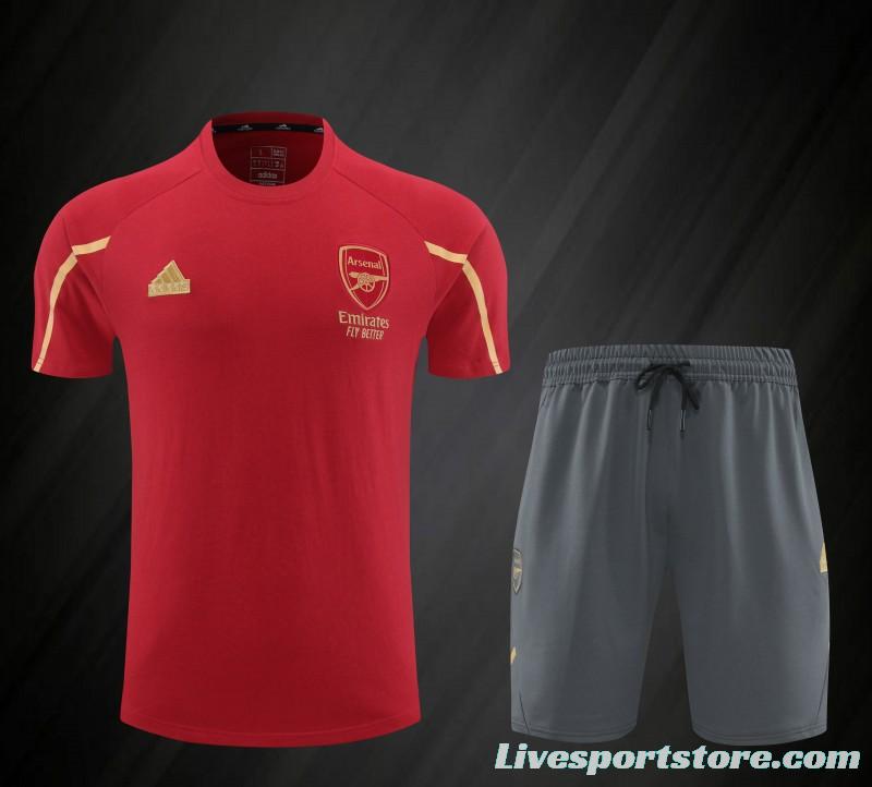 23/24 Arsenal Red Cotton Short Sleeve Jersey+Shorts