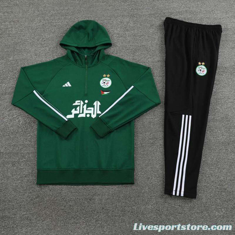 2024 Algeria Green Hoodie  Full Zipper Hoodie Jacket+Pants