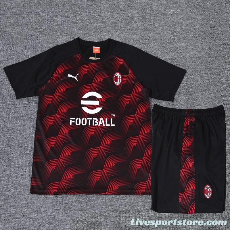 23/24 AC Milan Red/Black Cotton Short Sleeve Jersey+Shorts