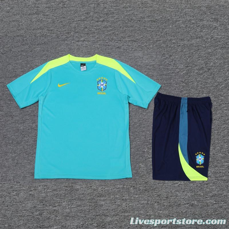 2024 Brazil Blue Short Sleeve Jersey+Shorts