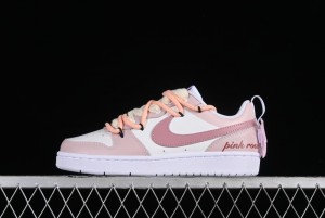 Nike Court Borough Rose Pink Customized  Non-Slip Wear-Resistant Low-Top Sneakers