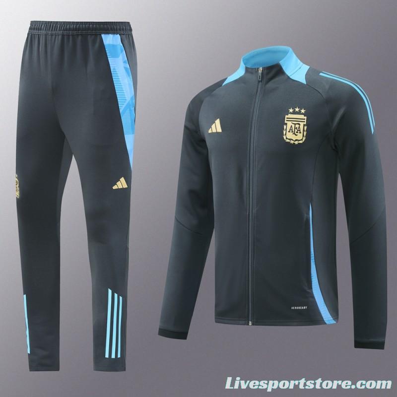 2024 Argentina Black Full Zipper Jacket +Long Pants