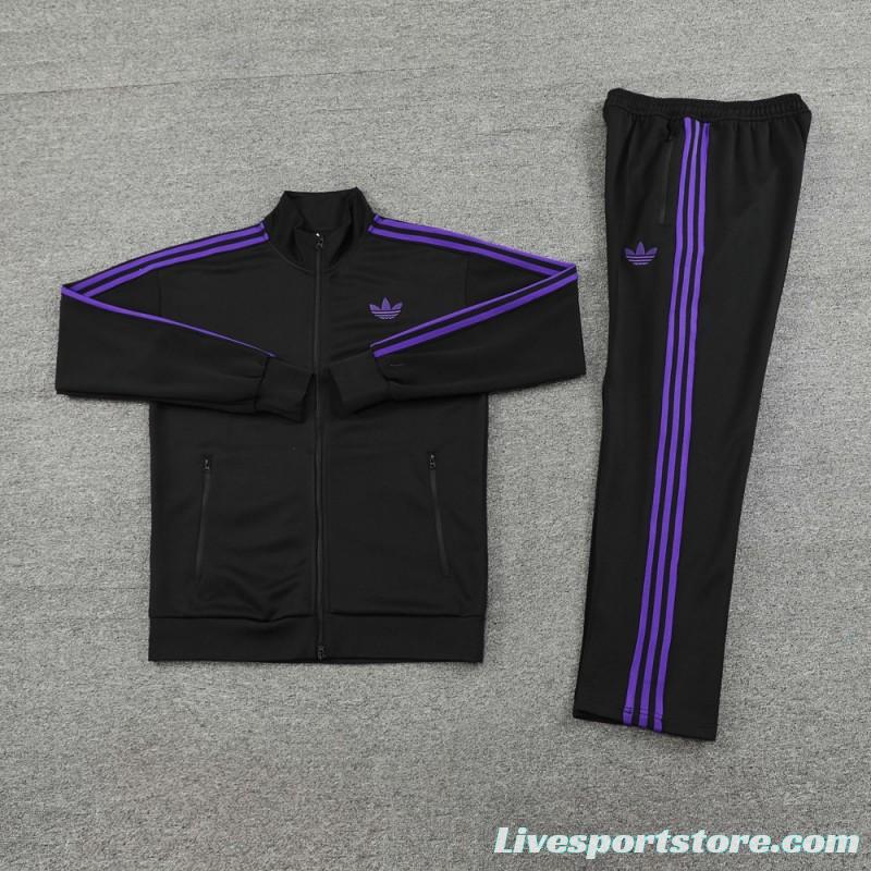 24/25 Adidas Original Black/Purple Full Zipper Jacket +Long Pants