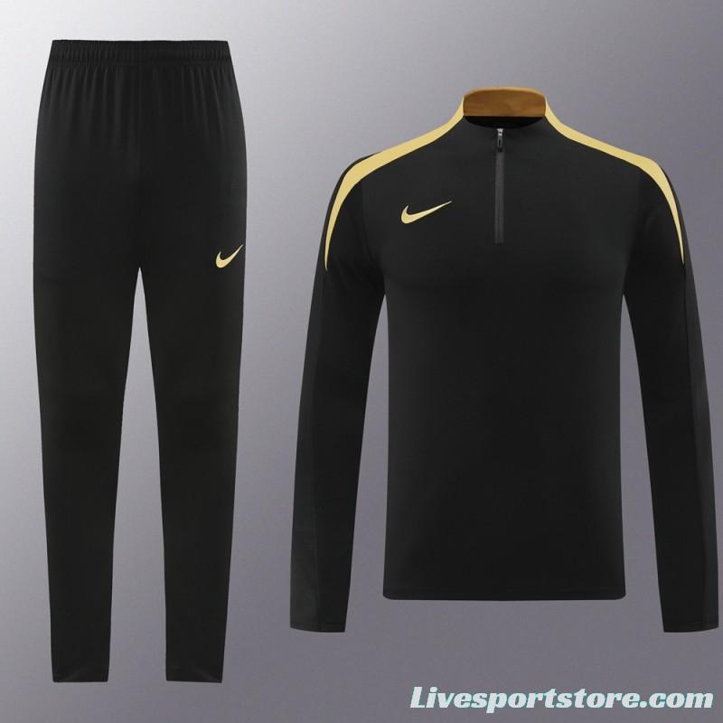 24/25 Nike Black/Golden Half Zipper Jacket+Long Pants