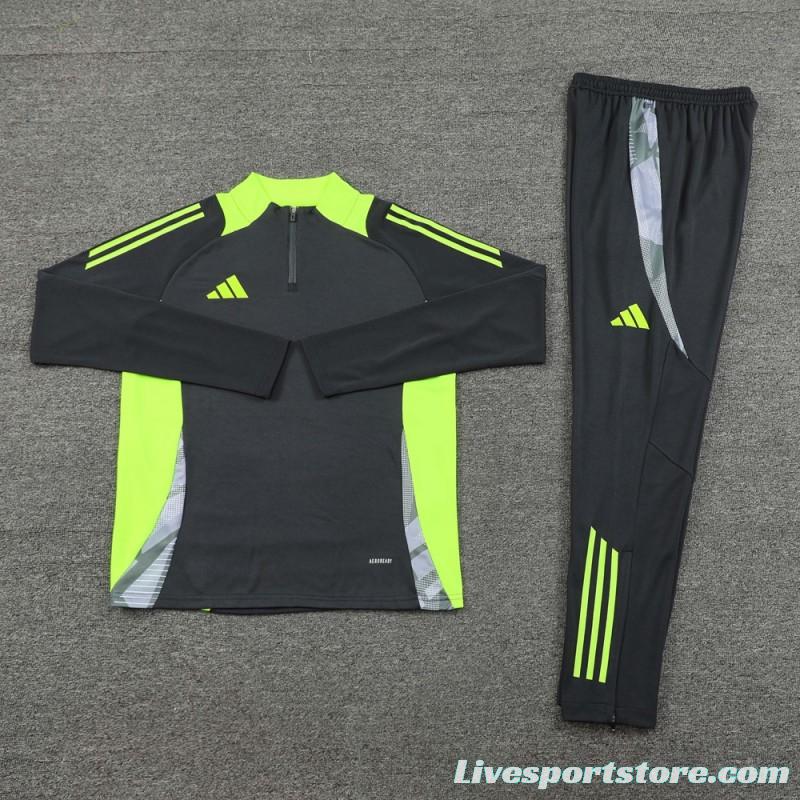 2024 Adidas Deep Grey Half Zipper Jacket +Long Pants