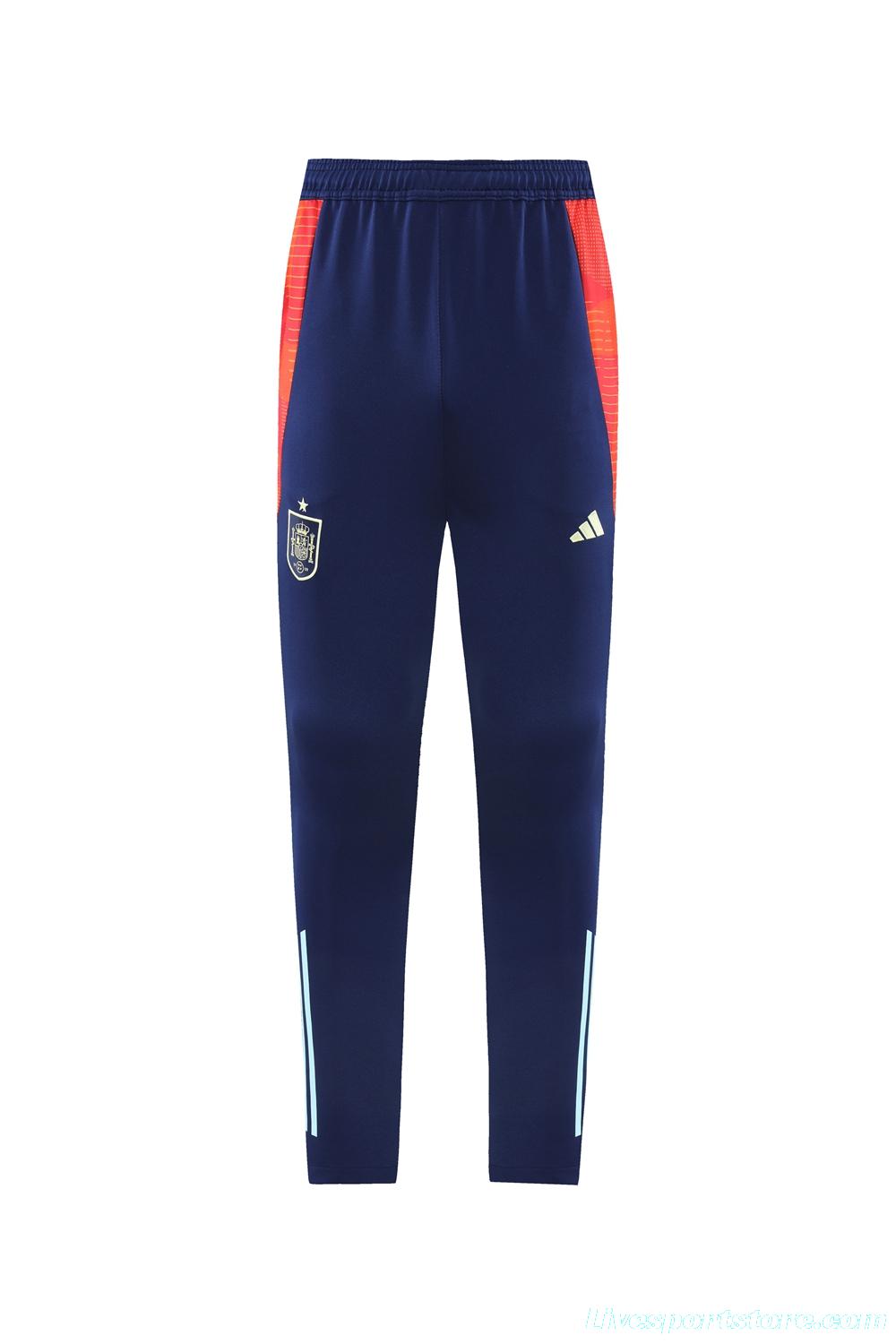 2024 Spain Navy Full Zipper Jacket +Long Pants