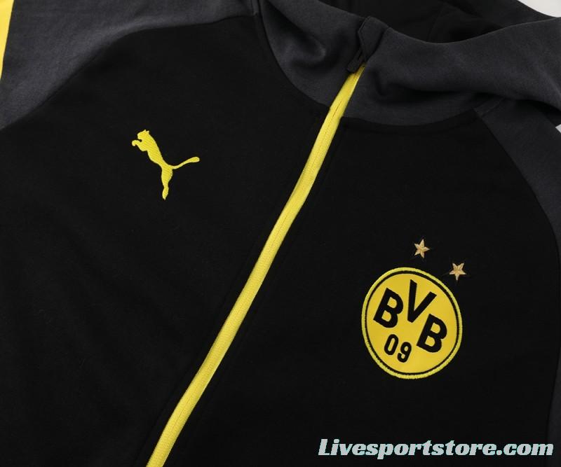 24/25 Borussia Dortmund Black Hoddie Full Zipper Jacket +Long Pants