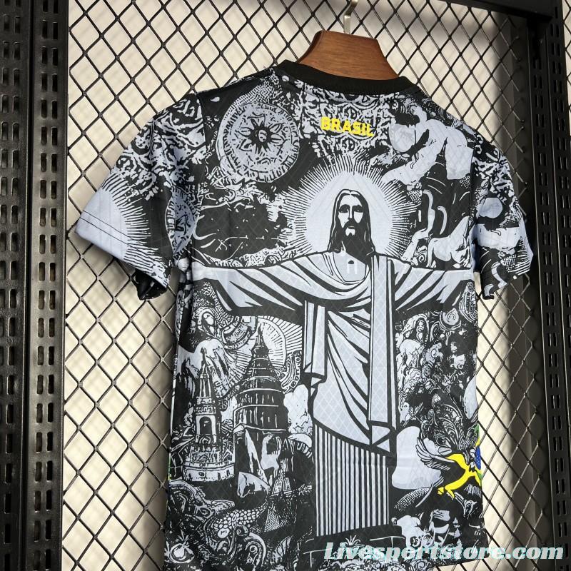 2024 Kids Brazil Christ The Redeemer Grey Special Jersey