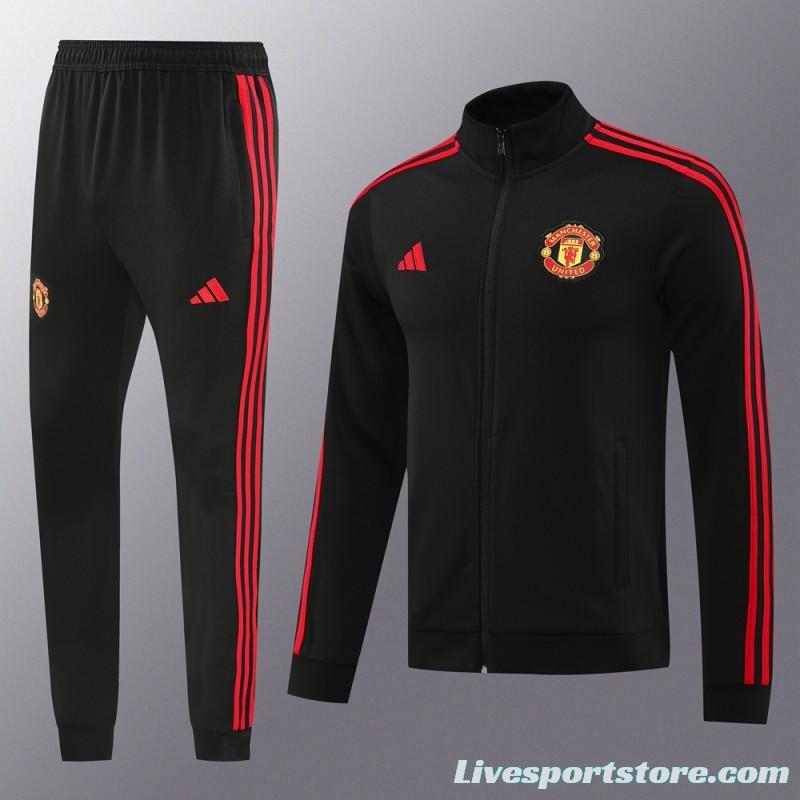 24/25 Manchester United Black Full Zipper Jacket +Long Pants